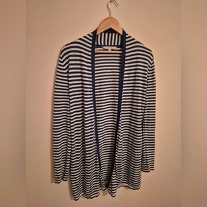 41 Hawthorne Silk And Modal Blue And White Striped Cardigan Medium